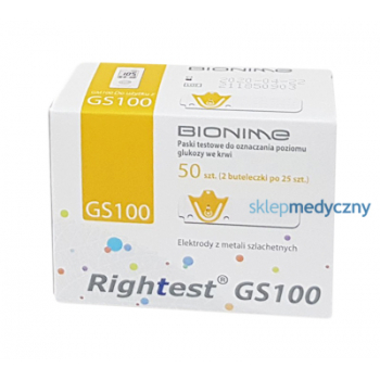 Bionime Rightest GS100 Paski do pomiaru glukozy we krwii 50 szt